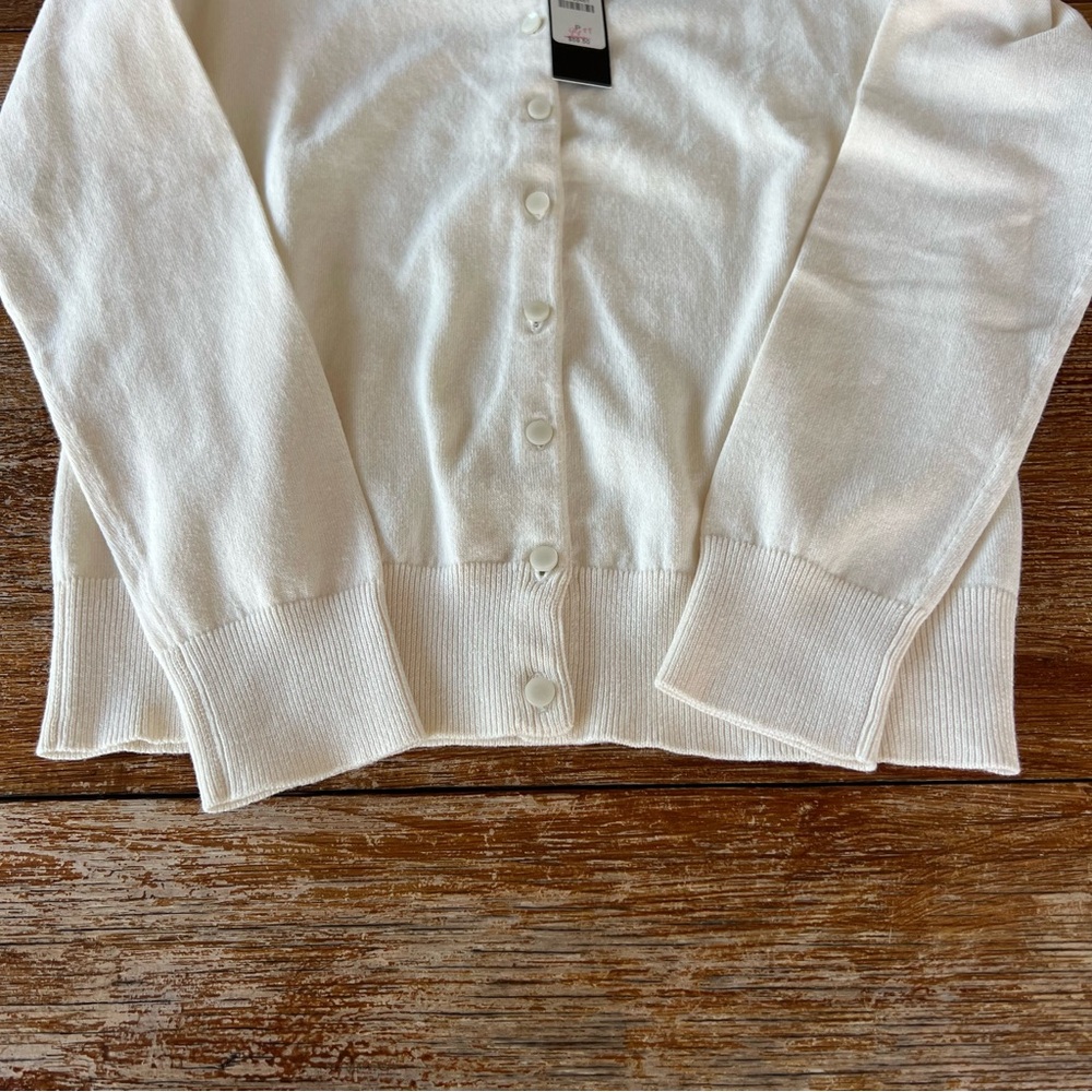 Talbots Cardigan Crewneck cotton-blend Ivory Button Up Sweater Petite Small - Picture 8 of 16